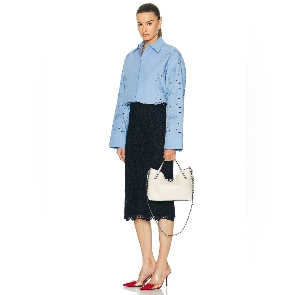 Valentino Garavani Off White leather Rockstud convertible small tote bag